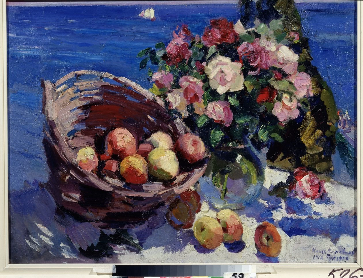 Konstantin Korovin - Natura morta di fiori e frutti vicino al mare